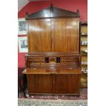 Georgian mahogany secretaire bookcase - W: 128cm D: 56cm H: 227cm