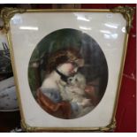 Victorian print of girl in gilt frame