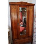 Early 20C gents wardrobe with bevelled glass mirror - W: 94cm D: 40cm H: 191cm