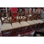 Set of six rustic pine dining chairs