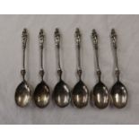 Set of 6 white metal Apostle spoons