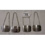 Set of 4 silver Concorde decanter tags