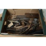 Box of vintage hand tools etc