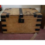 Vintage pine metal bound chest