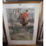 Signed Michael Lyne print - Hunting scene (Image size 52cm x 69cm)