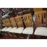 Set of 6 light oak dining chairs