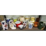 Shelf of ceramic jugs