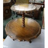 2 tier oak cake stand