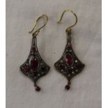 Pair of ruby & diamond set earrings