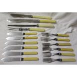 Bone handled carving set & set of fish knives & forks