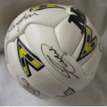 Leather football signed by England team - Graeme Le-Saux, Peter Beardsley & Les Ferdinand amongst