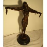 Bronze on marble base - Dancer with scarf - H: 28cm