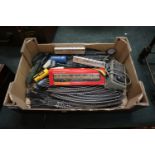 Box of OO gauge engines, carriages & track etc to include Hornby & Meccano