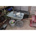 Galvanised bucket, watering can, wheelbarrow etc