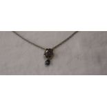 Silver, moonstone, pearl & amethyst pendant on chain