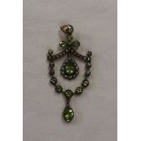 Peridot, pearl & diamond pendant