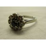 18ct white gold diamond & sapphire cluster ring