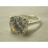 Silver solitaire ring