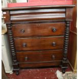 Victorian mahogany chest of 4 drawers - W: 106cm D: 49cm H:124cm