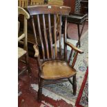 Victorian beech slat back armchair