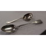 2 heavy silver serving spoons - Approx 244g