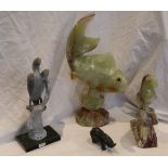 Collection of stone animals to include onyx & malachite