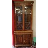 Attractive yew wood corner cabinet