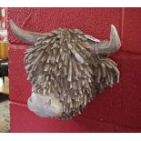 Wall mounted Highland bull's head