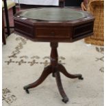 2 drawer leather topped octagonal table