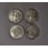 4 1oz American Eagle dollars .999 fine silver