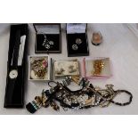 Collection of costume jewellery to include watch