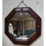 Oak octagonal mirror