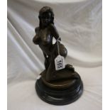 Erotic bronze lady - H: 31cm