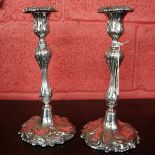 Pair of pretty silver plated candlesticks - H: 27cm