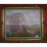 Oil on canvas - Hunting scene by Donald Ayres - Image size: 49.5cm x 40cm