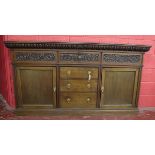 Sutcliffe oak sideboard with provenance - W: 201cm D: 35cm H: 108cm