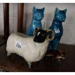4 animal figures to include Coopercraft sheep