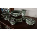 Collection of green Wedgwood Jasperware