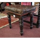 Adjustable piano stool with leather seat