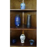 Collection of studio pottery and a Portmerion botanical garden vase