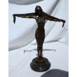 Bronze on marble base - Dancer with scarf - H: 28cm