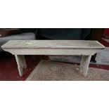 Shabby chic small pine pew - L: 122cm