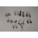 Collection of silver / white metal earrings & pendant