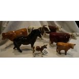 Collection of Beswick cows & a horse
