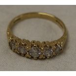 14ct gold 5 stone set ring