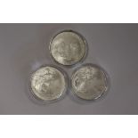 3 1oz American Eagle dollars .999 fine silver