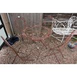 French metal garden table and 4 folding chairs