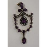 Amethyst, pearl & diamond pendant