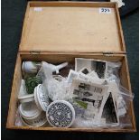 Box of collectables to include Prattware and old photographs