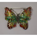 Silver & enamel butterfly brooch